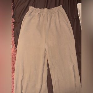 Beige Wide-Leg Pants